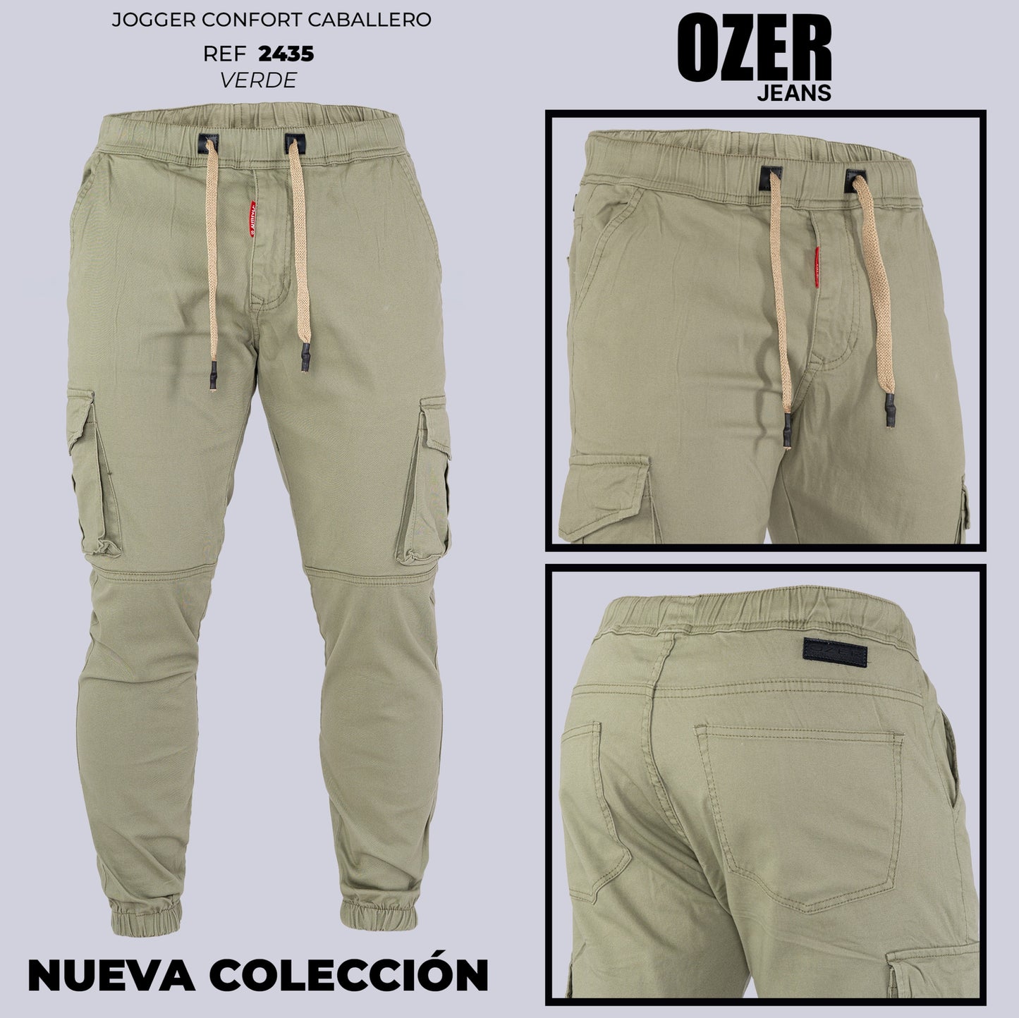 Jeans Cargo Caballero Ref 2435 verde oliva