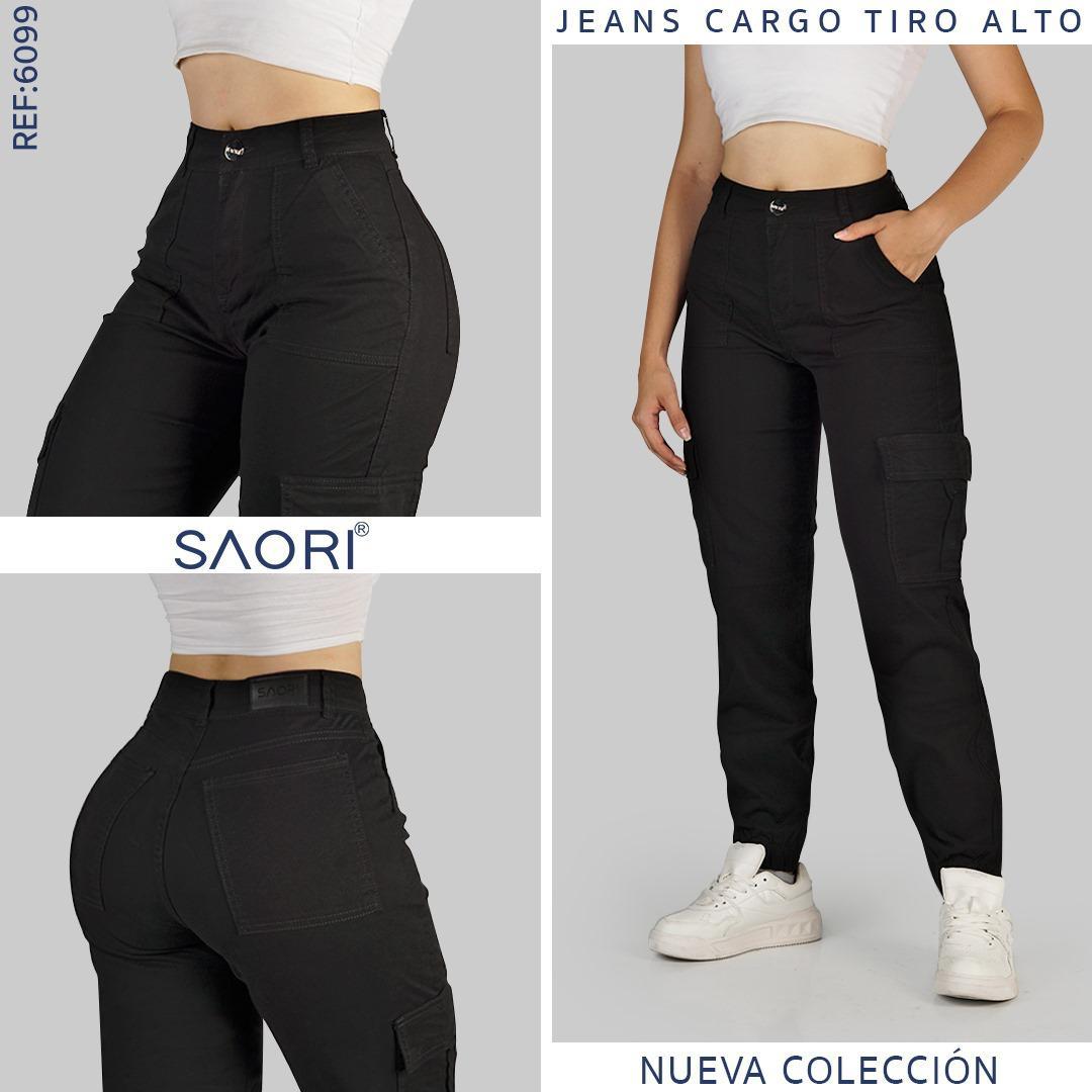 Jeans Cargo Tiro Alto REF 6099 NEGRO