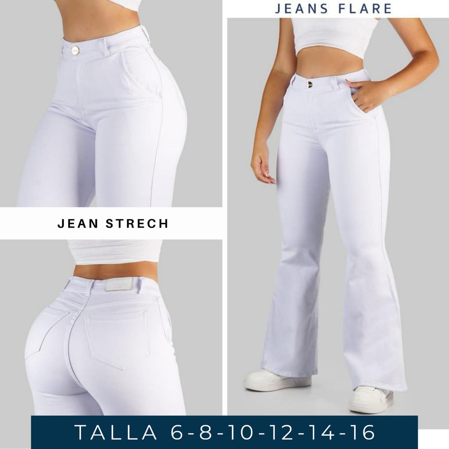 Jeans Bota Ancha REF 2601 BLANCO