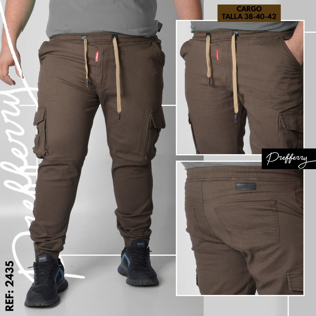 Jeans Cargo Caballero Ref 2435 marron plus