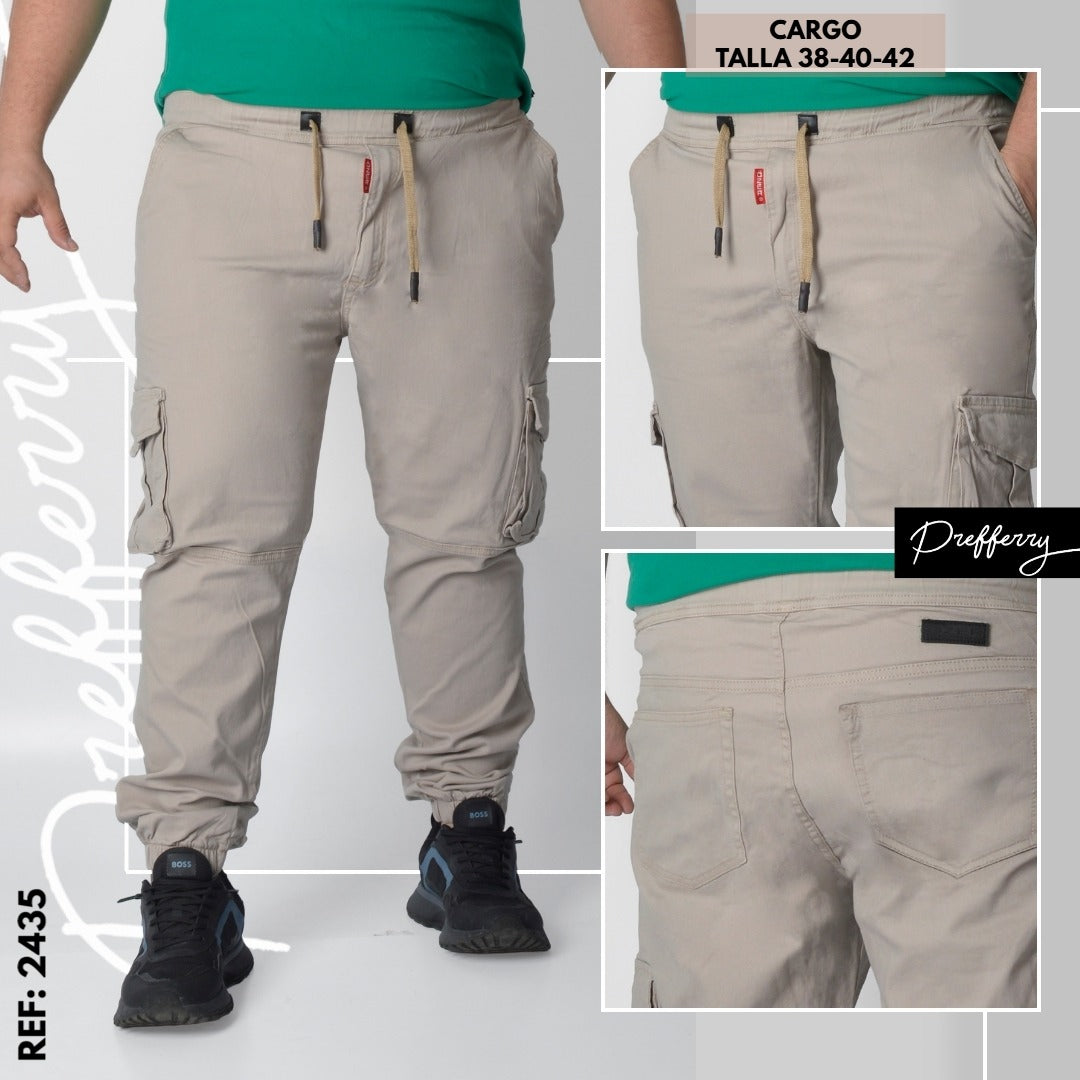 Jeans Cargo Caballero Ref 2435 beige plus