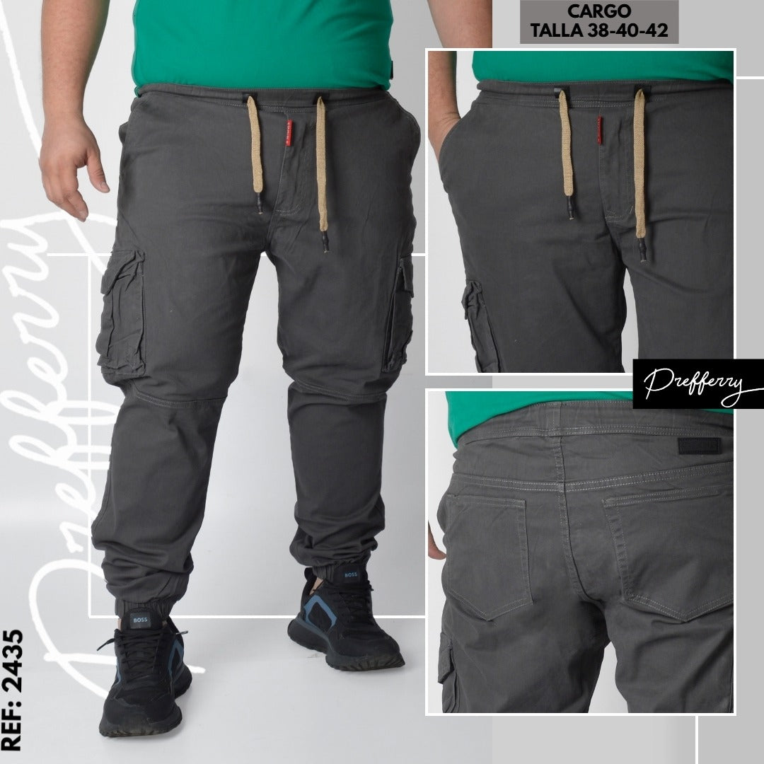 Jeans Cargo Caballero Ref 2435 gris plus