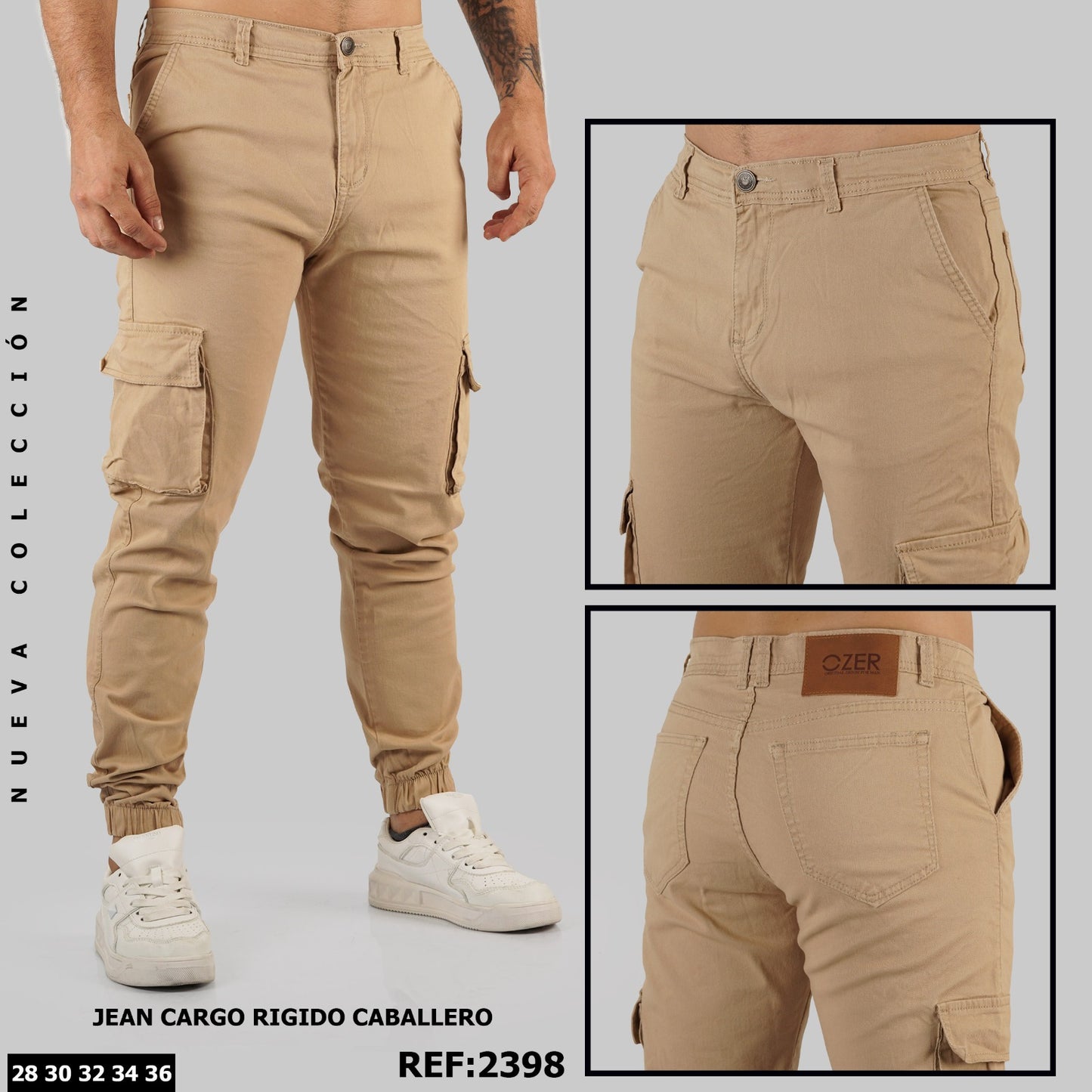 Jeans Cargo Caballero Ref 2398 CAKI CON CAUCHO