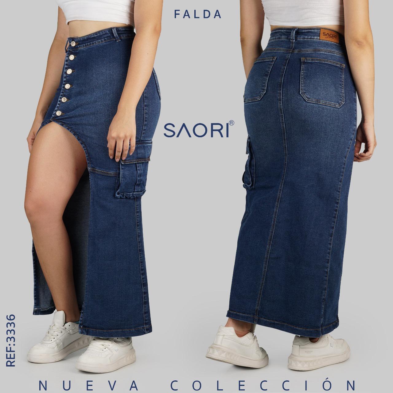 FALDA LARGA STRECH TIRO ALTO REF 3336