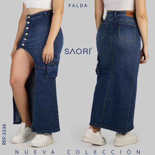 FALDA LARGA STRECH TIRO ALTO REF 3336