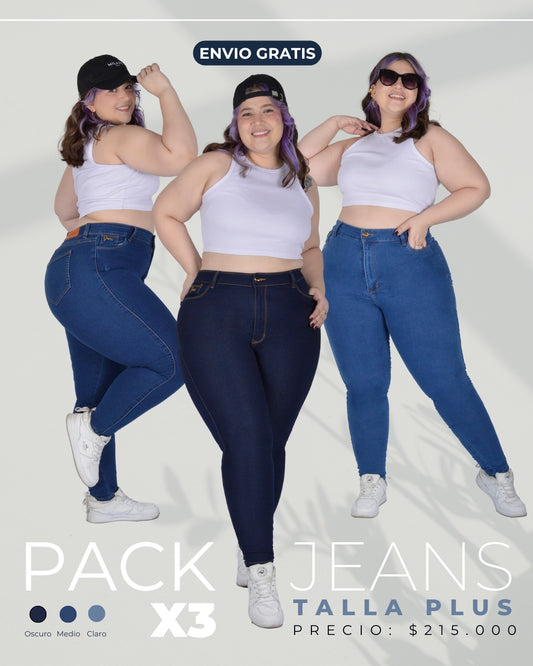 PACK JEANS DAMA PLUS