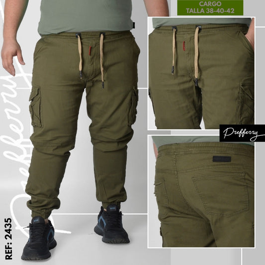 Jeans Cargo Caballero Ref 2435 verde oscuro plus