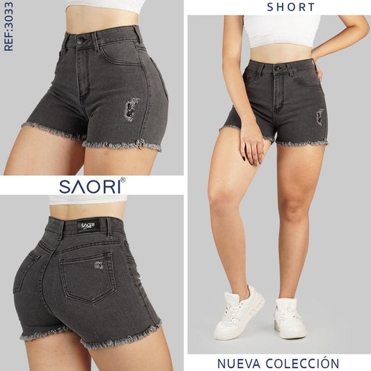 SHORT GRIS TIRO ALTO REF 3033