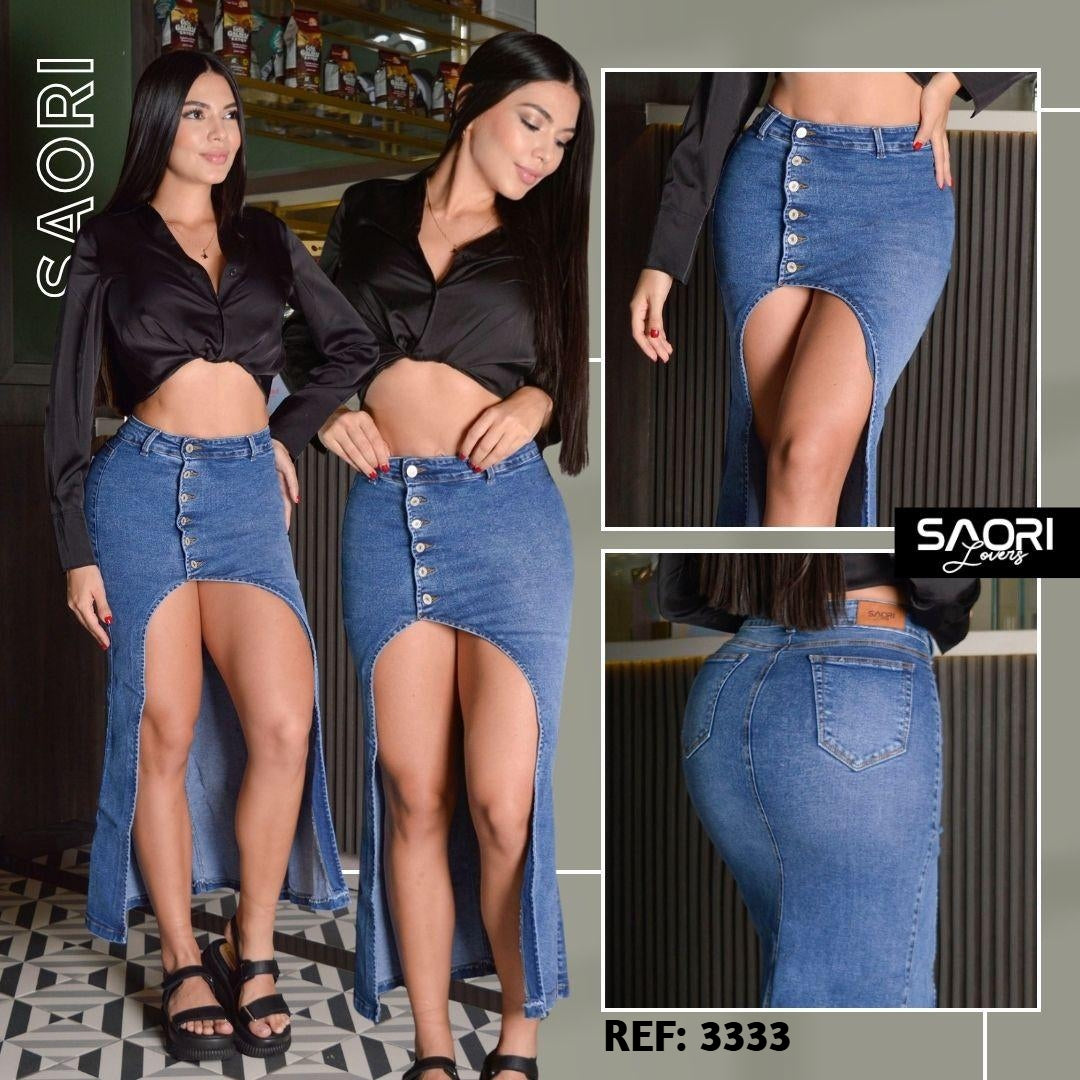 FALDA LARGA STRECH TIRO ALTO REF 3333